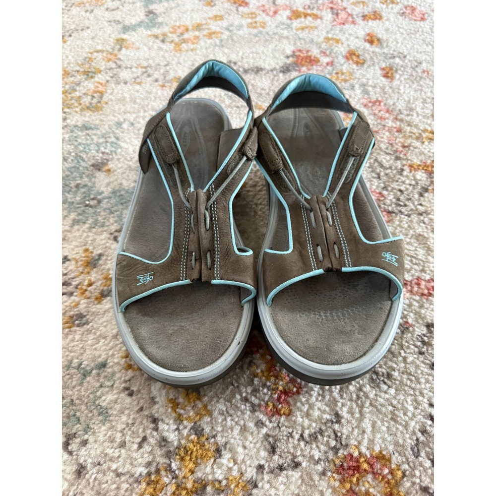 MBT Staka W Beluga Brown Blue Rocker Bottom Walking Sandals Womens 11 US